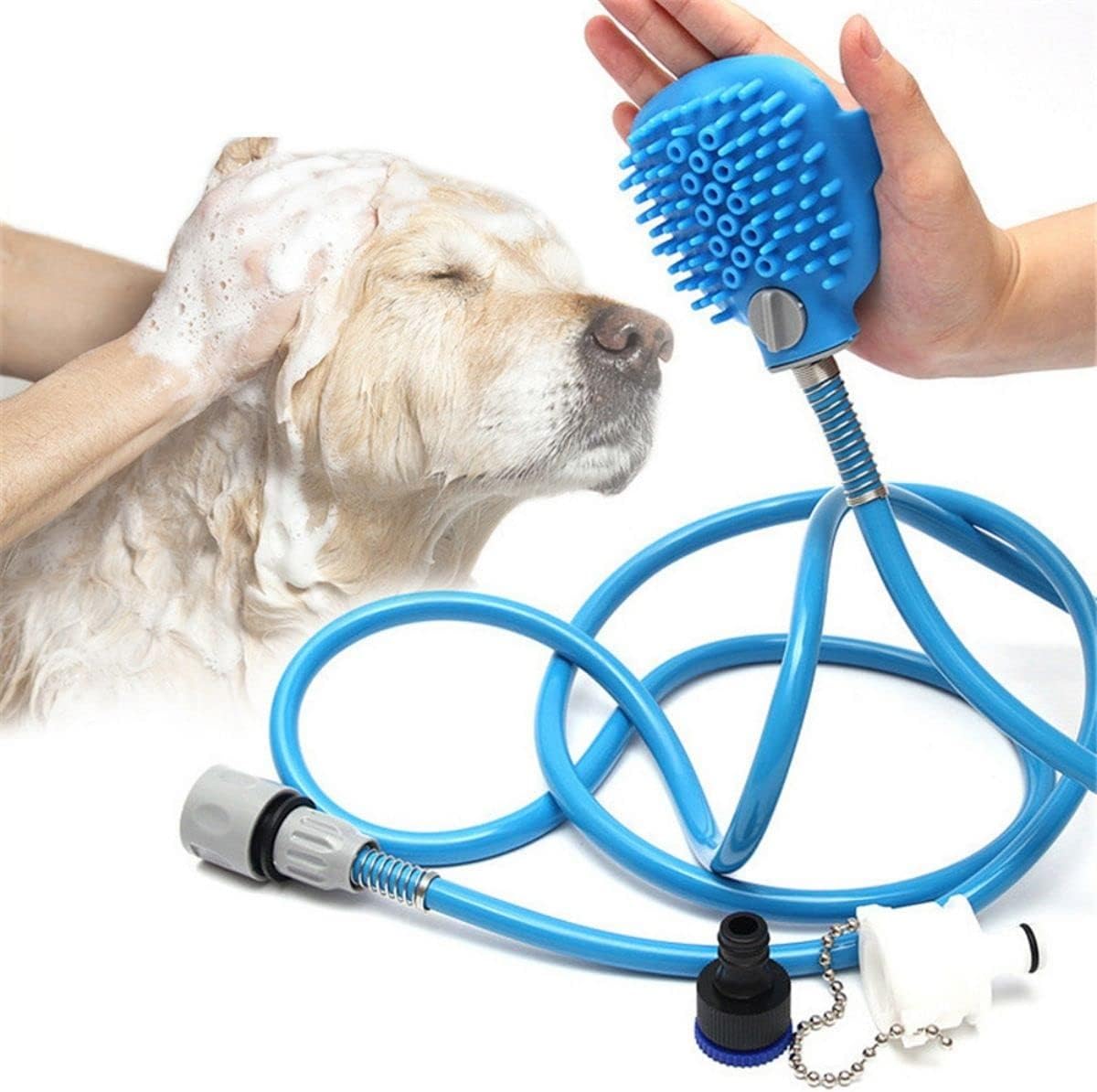 Ducha masajeadora para baño de mascotas + limpiador de patas de regalo